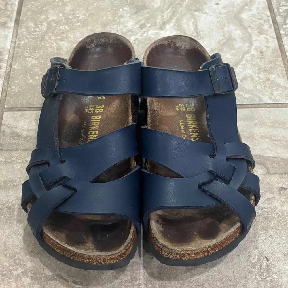 Birkenstock Salina Navy Blue Birko-Flor Strappy Sandals Womens 38 L7 M5